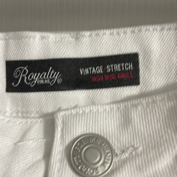 NWOT Royalty vintage stretch high rise ankle white jeans - Picture 3 of 5